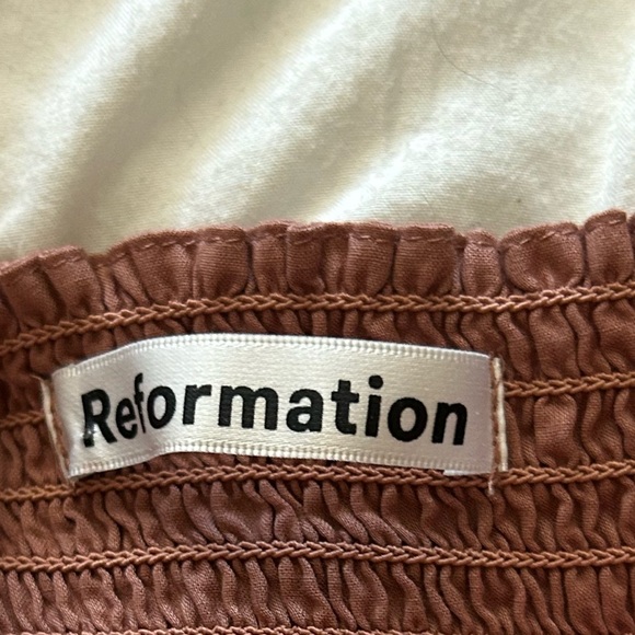 Reformation Dusty Pink Smocked Dress 0 - Picture 5 of 6